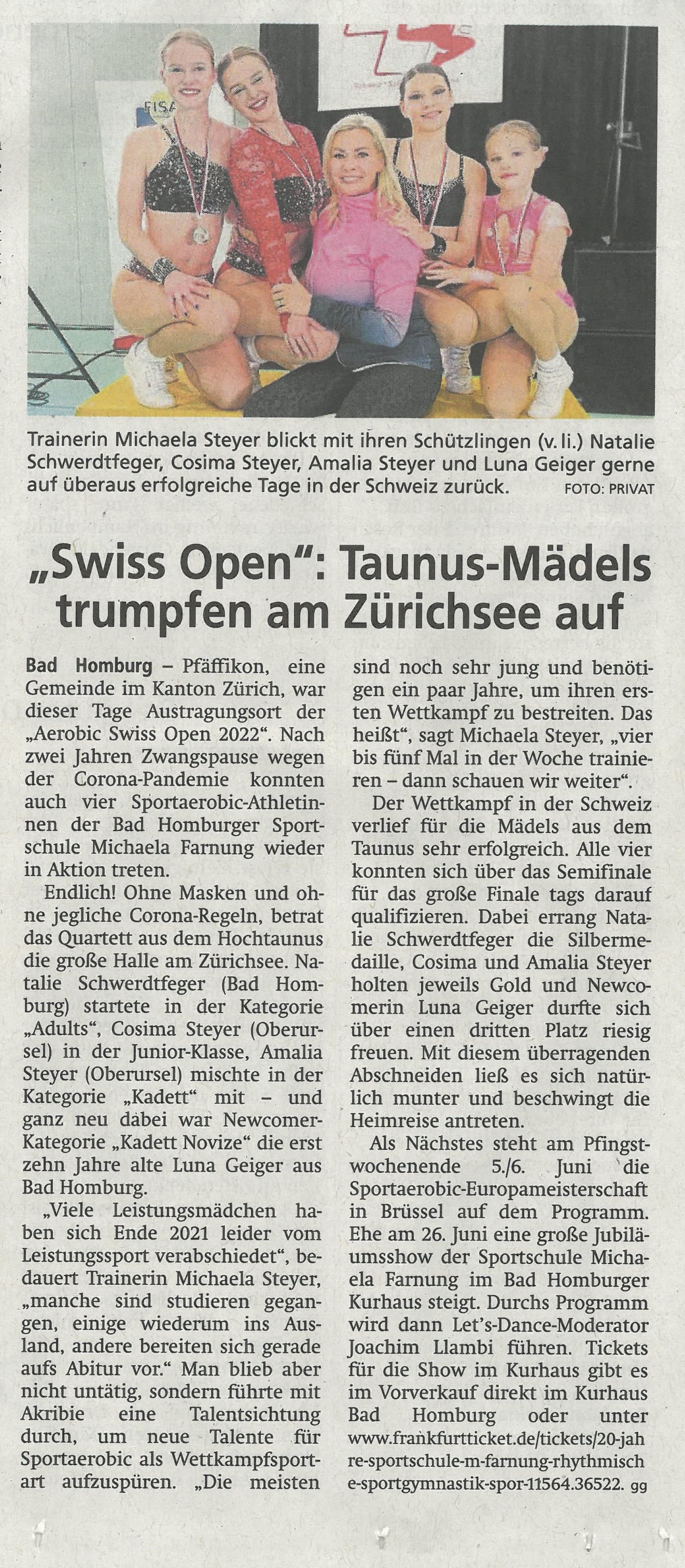 Taunus Zeitung April 2022 - SWISS OPEN